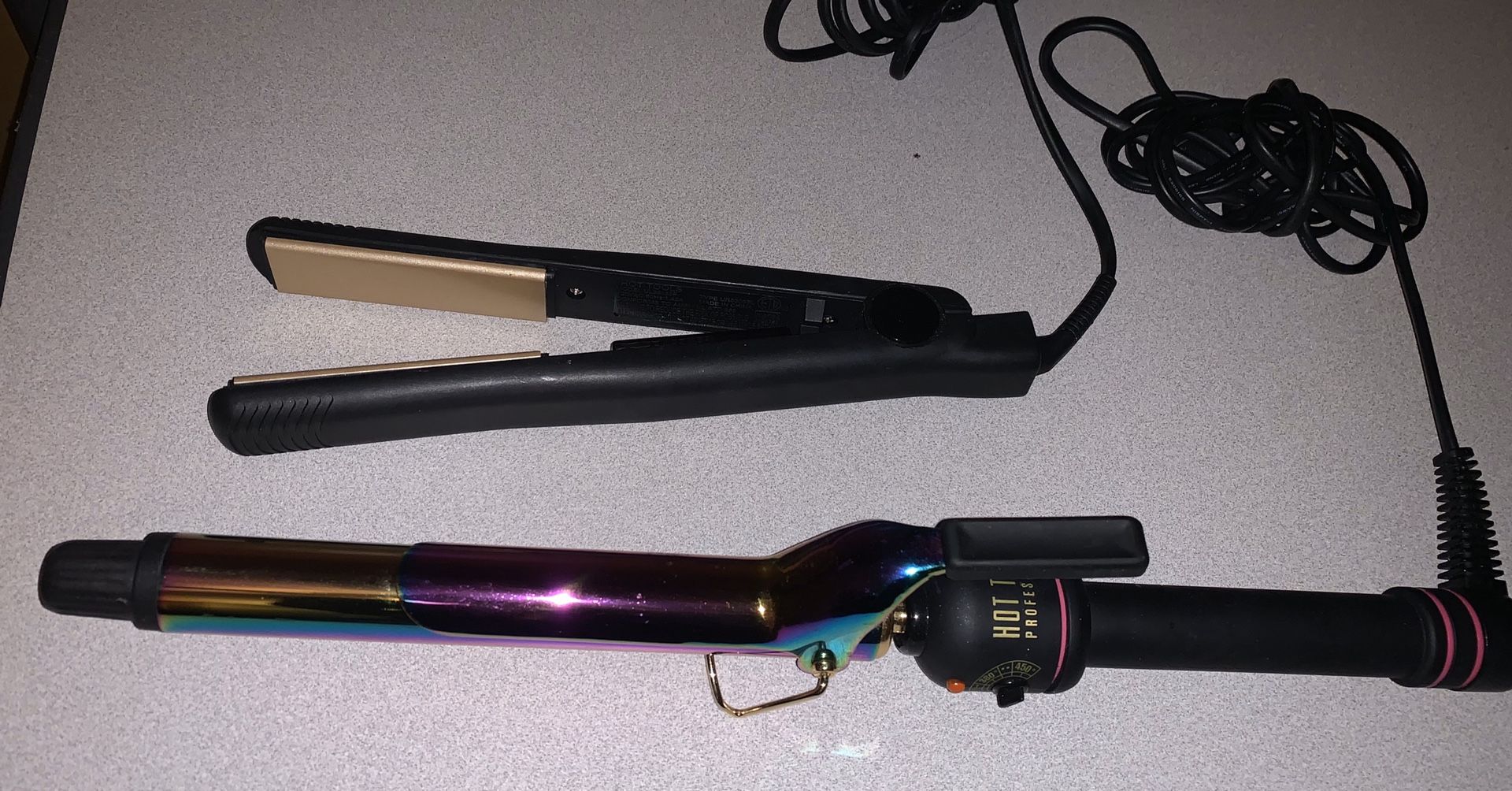 Hot Tools Professional Rainbow Barrel Curling Iron a Black & Gold 1” straightener