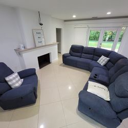 Sectional Sofa, Armchair, Blue 