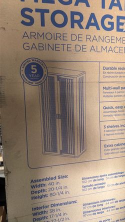 Suncast Plastic Freestanding Garage Cabinet in Platinum (40 in. W x 80 in. H x 20 in. D)