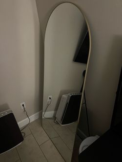 Full-Length Arched Floor Mirror Gold Frame