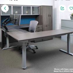 L Shaped Electrical Height Adjustable Desk Furniture 