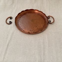 Vintage Gregorian Copper Tray One Handle Needs To Be Reattached