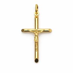10K Yellow Gold Crucifix Cross Pendant Religious Charm 1.7"
