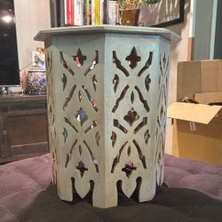 Hand Crafted Mango Wood Octagonal Beveled Side Table