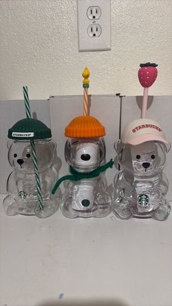Starbucks Bear Glass Cup Collection Set of 3