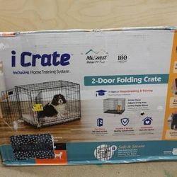 MidWest Pets 30″ Two-Door iCrate Folding Dog Crate Kennel in Black