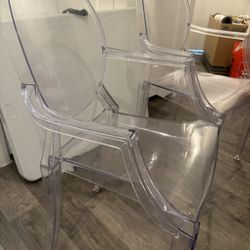 2 Modway Casper Modern Acrylic Stacking Kitchen and Dining Room Arm Chair in Clear - Fully Assembled