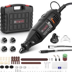 Rotary Tool Kit with MultiPro Keyless Chuck and Flex Shaft -140pcs Accessories Variable Speed Electric Drill Set for Handmade Crafting Projects and DI
