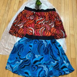 Mossimo Colorful Patterned Skirts - Orange & Blue Size Med