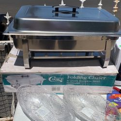 Folding Chafing Dish 8 Quart Stainless Steel Economy 