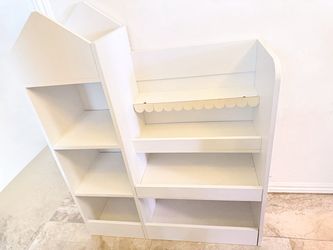 kids wooden book shelf and toy storage organizer
