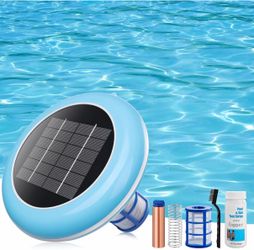 Pool Ionizer Solar Powered,Copper Ionization,Floating Automatic Water Cleaner and Purifier,Up to 45,000 Gal,85% Less Chlorine, Chlorine Free Water,Sma