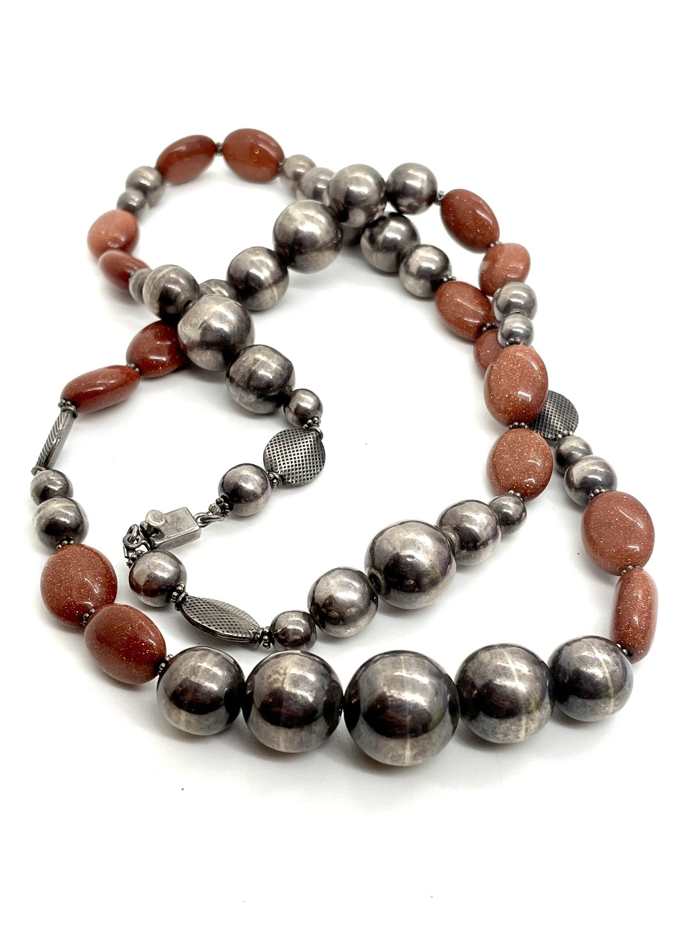 Vintage Taxco Goldstone Sterling Necklace