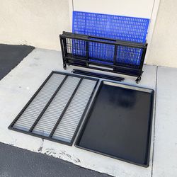 (New) $95 Dog Whelping Pen 37” Cage Kennel with Plastic Tray & Floor Grid 37x26x15” 