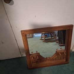 Vintage Mirror With Hooks