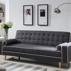 🌟BEUTIFUL Gray Linen Futon Sofa Bed 👍FREE FINANCING AVAILABLE 👉 0️⃣ DOWN PAYMENT ❗NO CREDIT CHECK❗ 