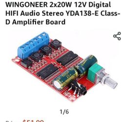 WINGONEER 2x20W 12V Digital HIFI Audio Stereo