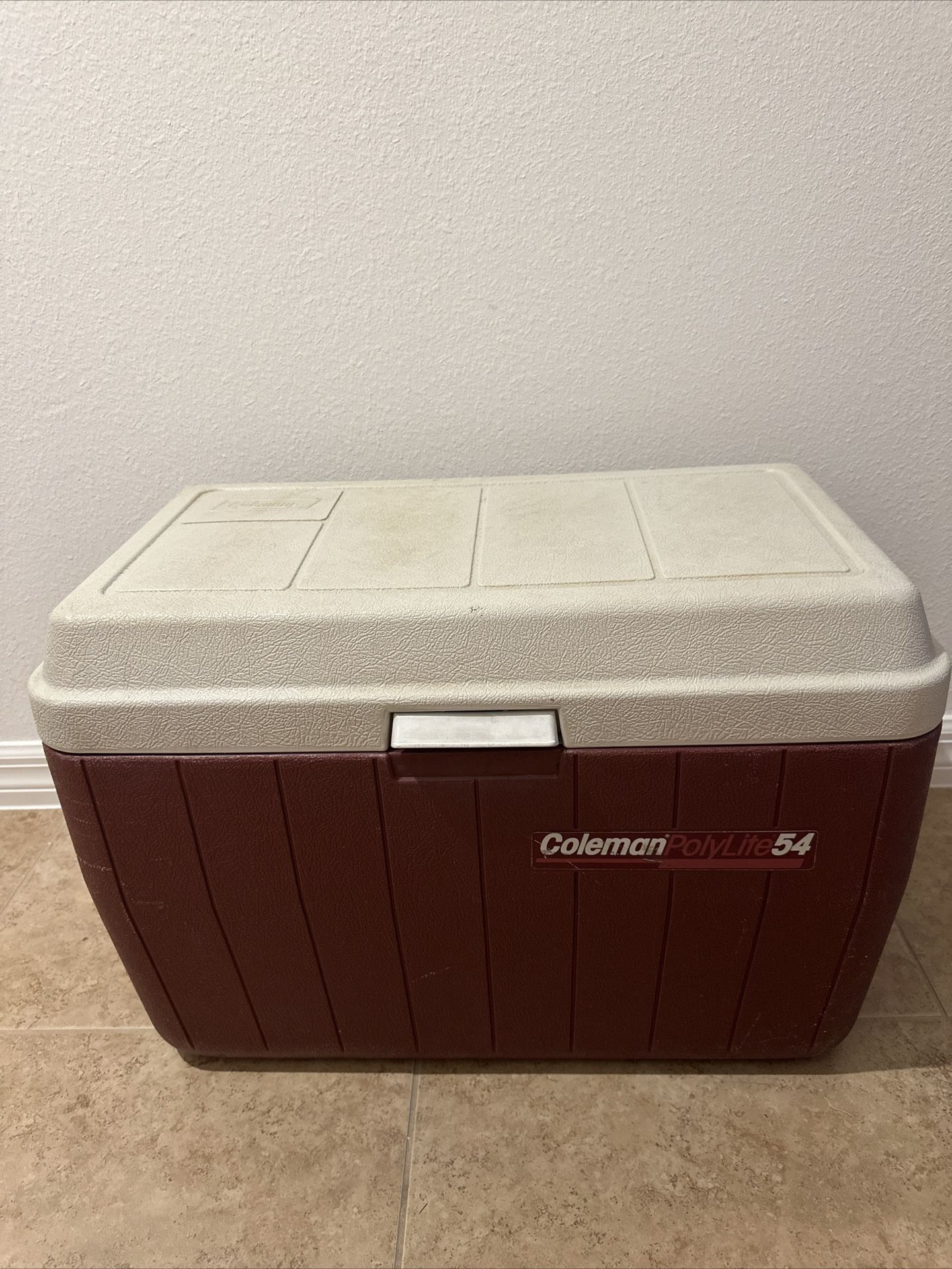 Coleman Polylite 54 Cooler Red Gray Made in USA Model 52868