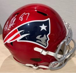 GRONK-Signed Patriots NFL Full-Size Football Helmet w coa