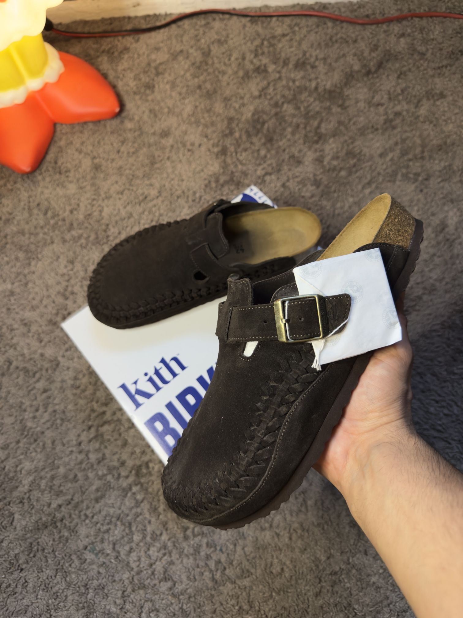 Kith Birkenstock Suede Boston Braided|Men Sz 42 US Sz 9| Mocha Brown
