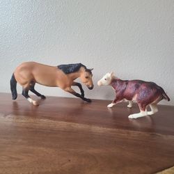 Breyer cutting horse and calf