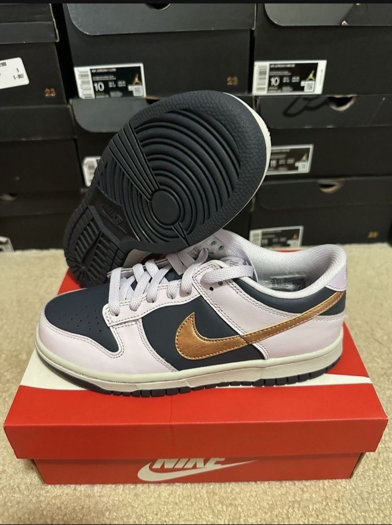 Nike Dunk Low SE GS Blue Thunder Copper Swoosh DX1663-400 Size 5Y/6.5 Womens Brand New
