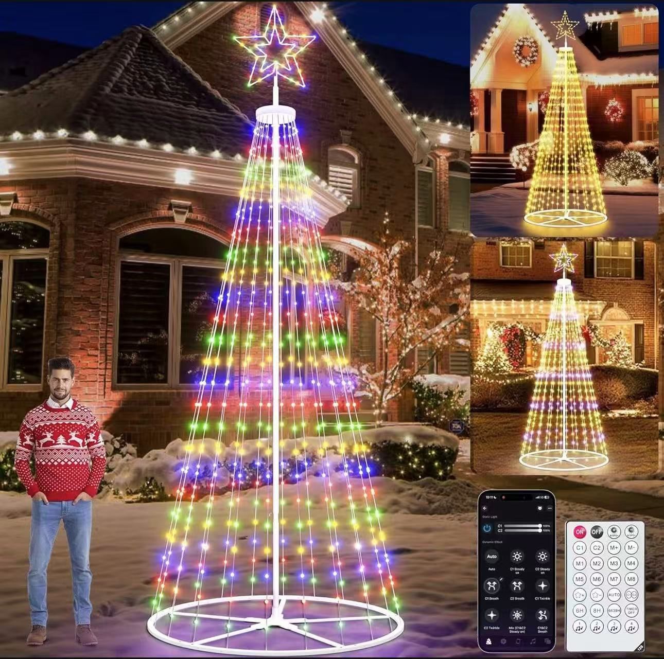 Led Outdoor Christmas Tree, 12 ft Prelit Christmas Tree, Smart Outside ...