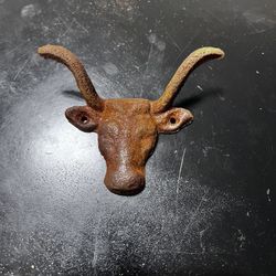 cow head cast iron wall hook