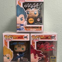 DBZ Funko Pops! Autographed with PSA DNA Certified Auto.
