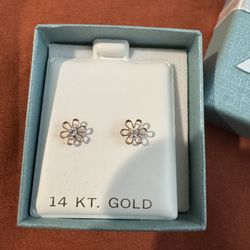 14K Rose Gold Flower Earrings 