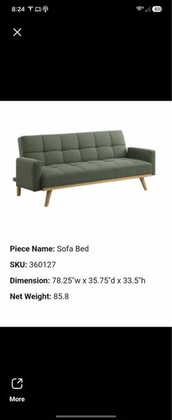 Green Tufted Sofa Bed with Wood Legs