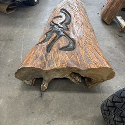 Wooden Hand Carved Browning Emblem