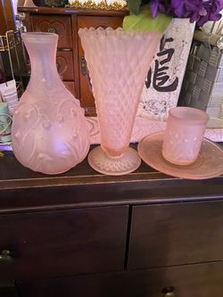 Antique Pink Frosted Glass
