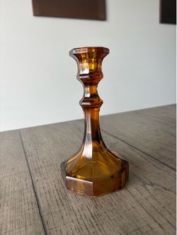 Amber Pressed Glass Candleholder