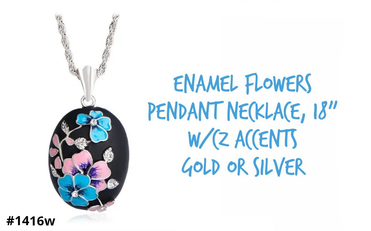 Springtime!🌷 Pretty 'Flowers' Enamel Necklaces w/CZ's, 18"