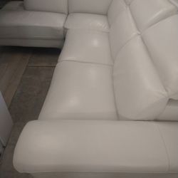 SECTIONAL GENUINE LEATHER RECLINER ELECTRIC WHITE COLOR.. DELIVERY SERVICE AVAILABLE 🚚💥✅