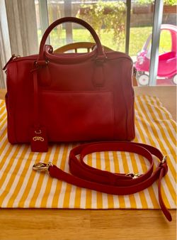 Red leather Rovimoss handbag purse with strap