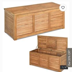 46 Gallon Acacia Wood Storage Container (brand new in box)