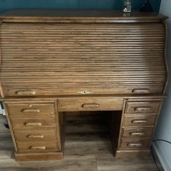 Solid Oak Roll Top Desk