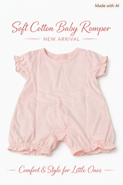 Baby Girl Pink Cotton Romper with Lace Collar Size 6-9 Months