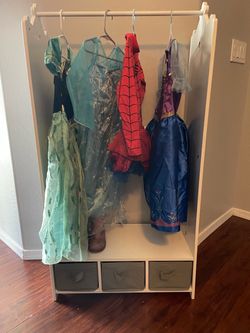 Kids Dress-Up Costume Rack with Storage Bins