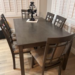 6 Gray Upholster Chairs  & Table