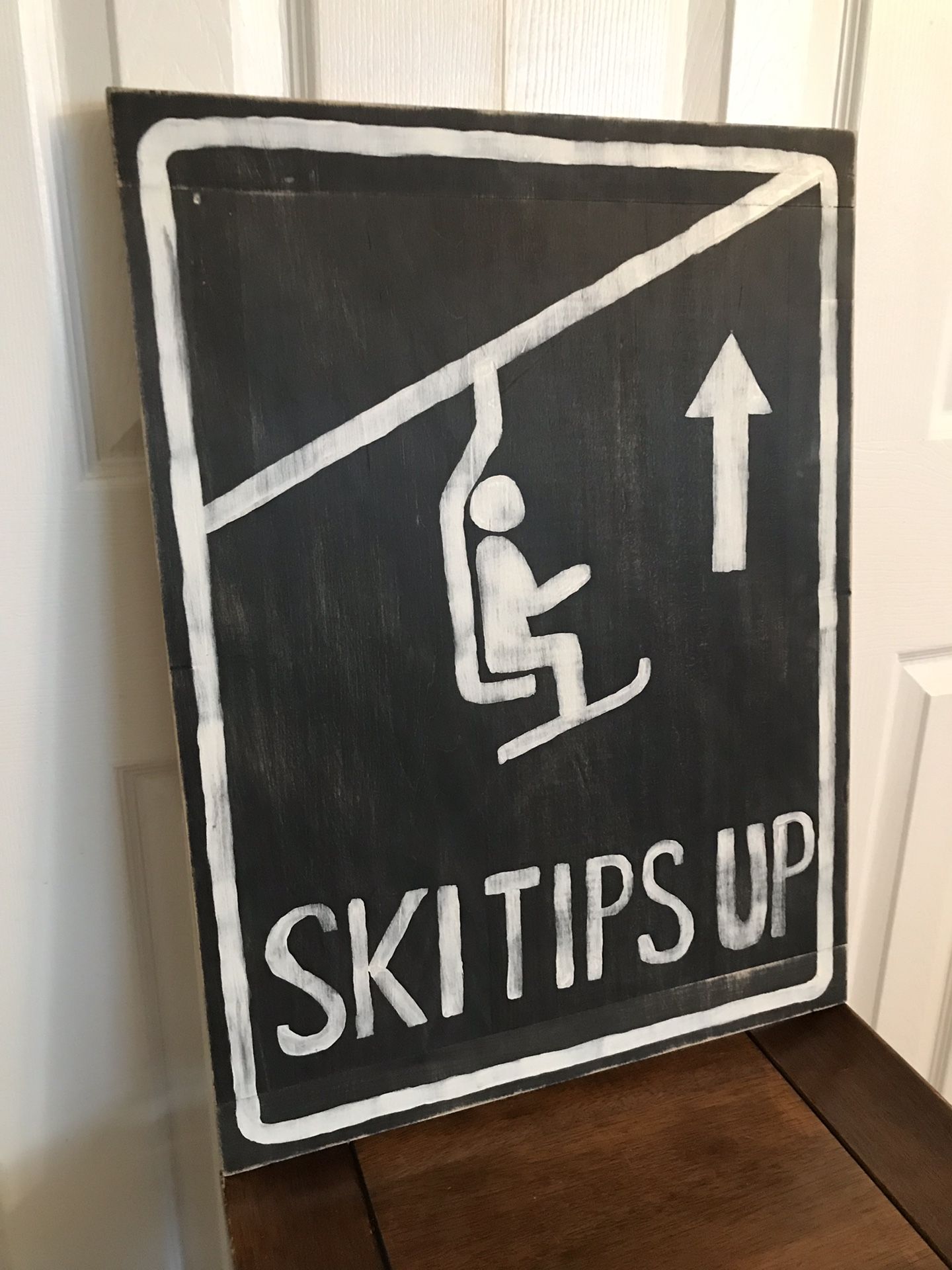 Hand Painted Ski Tips Up Wall Hanger