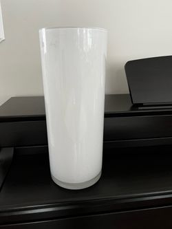 White Glass Cylinder Vase 14x6