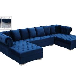 Presley Velvet Navy 3pc. Sectional

