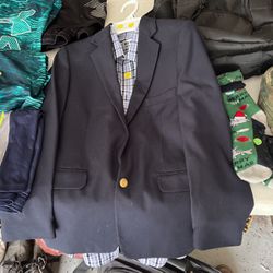 Navy Jacket And Dress Shirt, Size 14/16 Boys