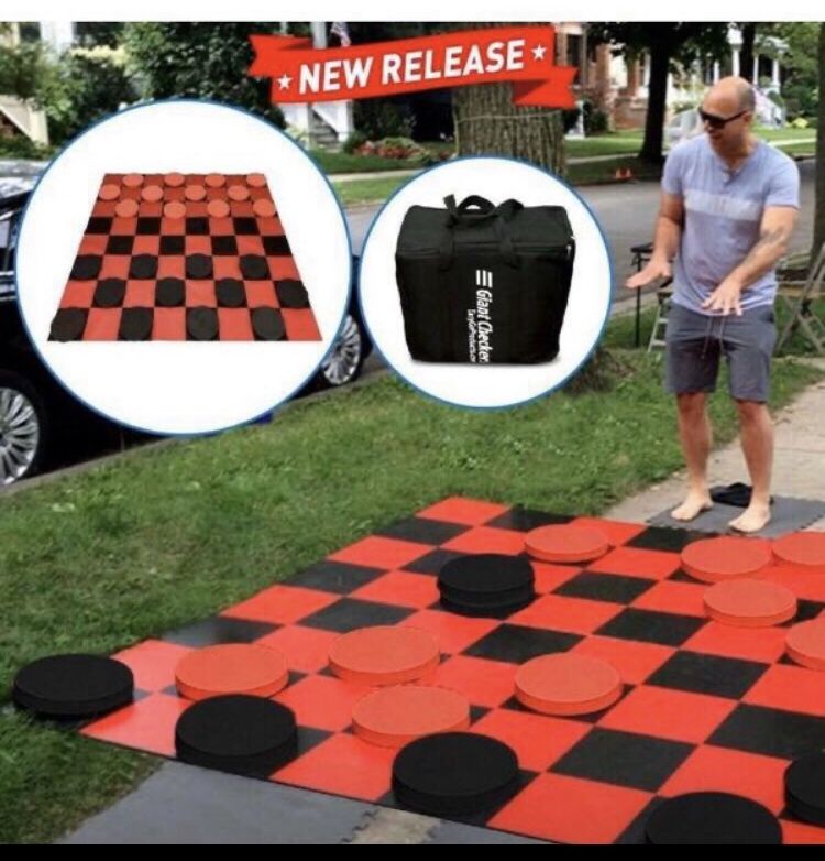 Giant Checkers Game - Indoor outdoor Family Game Lawn Game 5’ X 5’ Feet