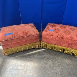 Christopher Hyland Designer Salmon Rolling Ottoman w/ Gold Tassels 