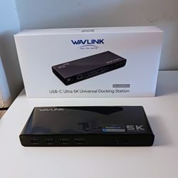 Wavlink Dual 4K Display Laptop Docking Station Single 5K/Dual 4K @60Hz USB 3.0 and USB-C Dual Monitor Docking Station With 2 x HDMI, 2 DP, Gigabit Eth