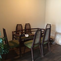 Vintage dining room table base and chairs